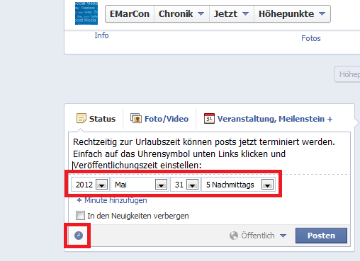 Zeitversetzt Posten auf Facebook