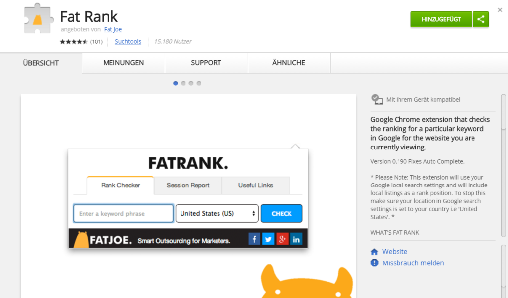 Google Keyword Ranking Check mit Fatrank FatJoe