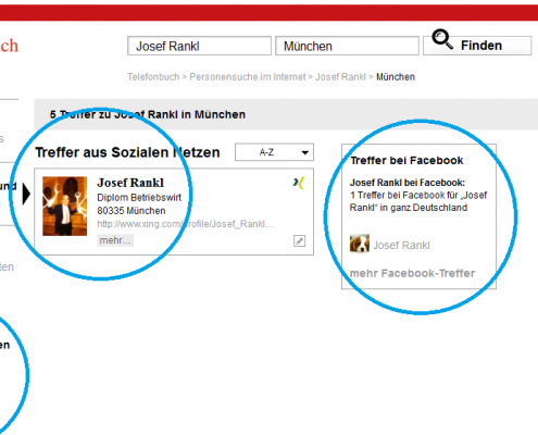 Soziale Suche im Telefonbuch