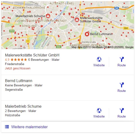 Google lokale Suchanzeige