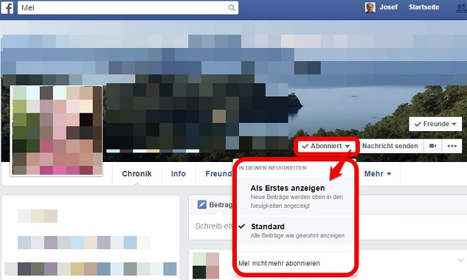 Facebook Neuigkeiten einstellen