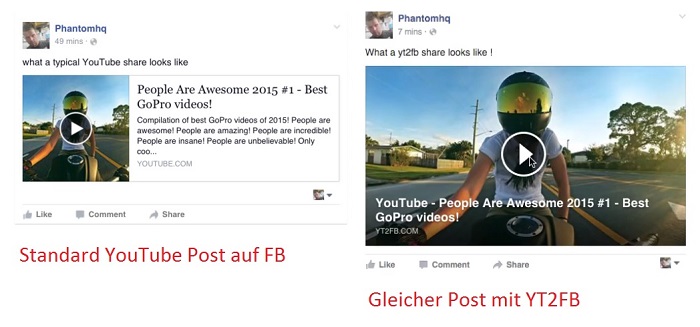 Mit YT2FB Videos von YouTube auf Facebook posten