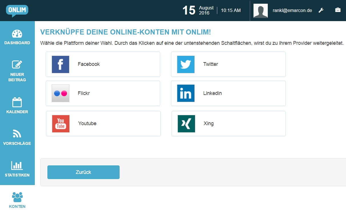 Social Media Tool mit Content Quelle: Onlim