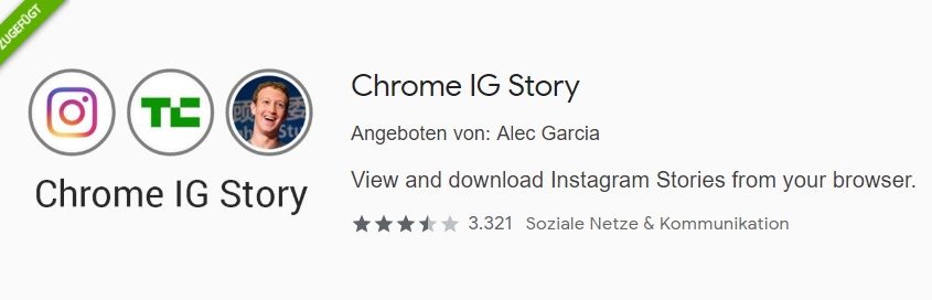 Chrome IG Story Plugin installieren