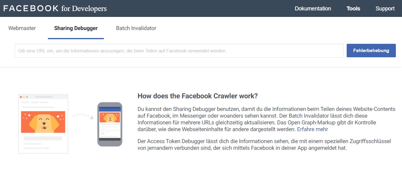 Mit Facebook Debugger Vorschau korrigieren