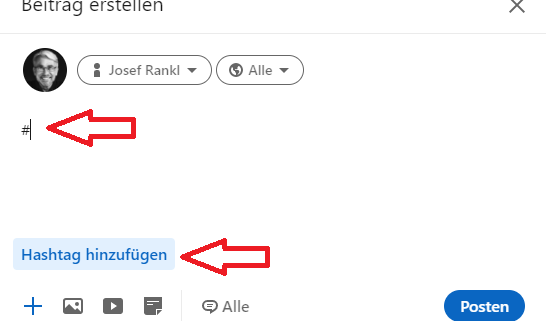 Hashtags auf Linkedin