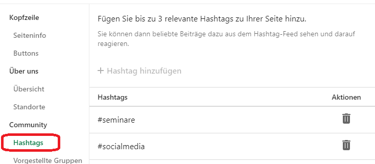 Hashtags auf Linkedin Unternehmensseiten