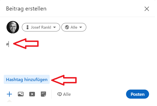 Hashtags auf Linkedin