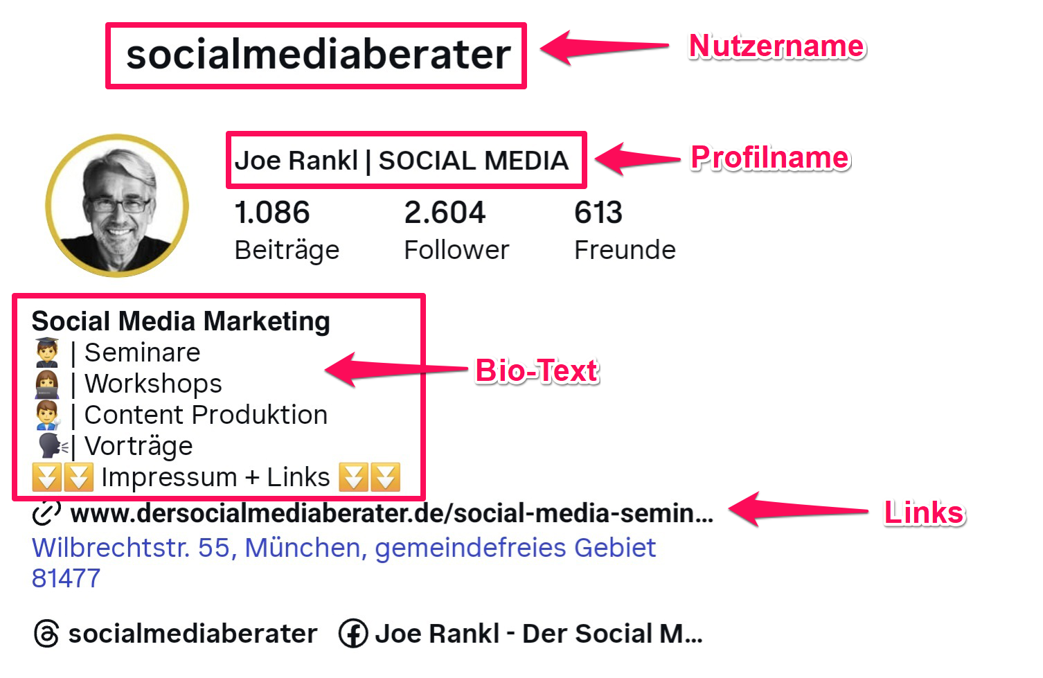 Instagram Profil für Instagram Suche optimieren