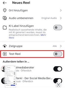 Instagram Trial Reel erstellen